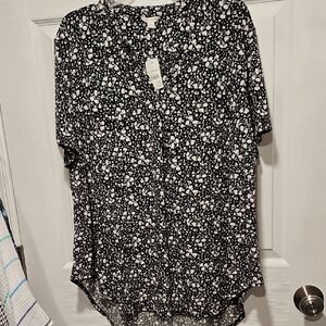 Cato Black and White Floral Blouse